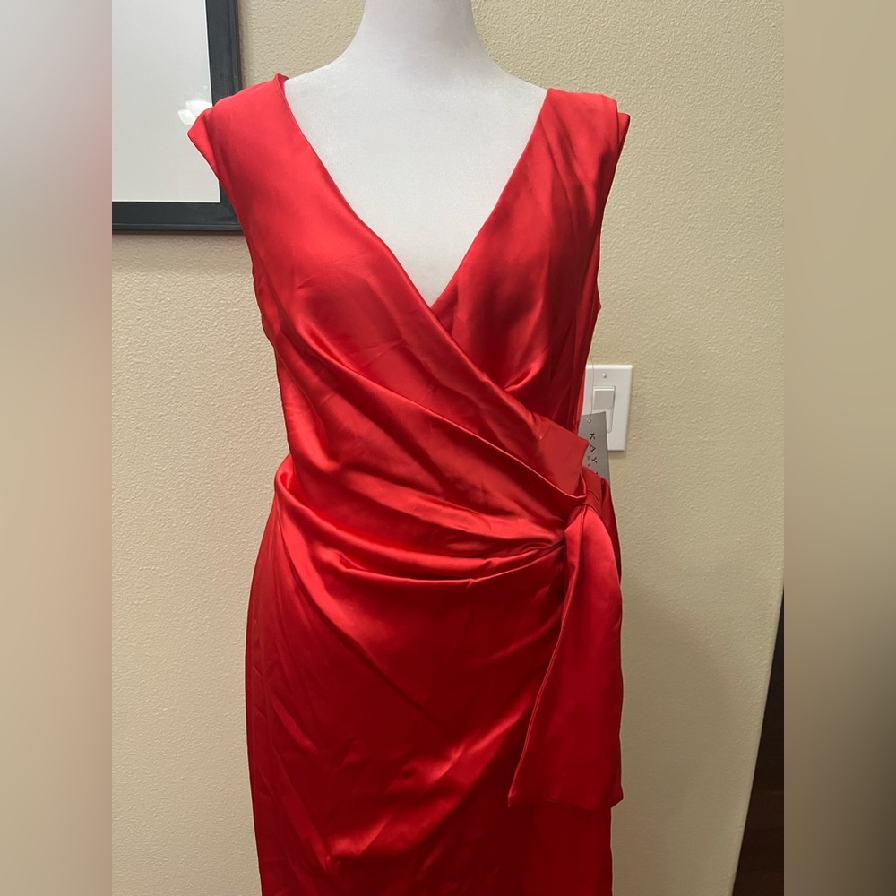 Kay Unger Satin wrap dress NWT